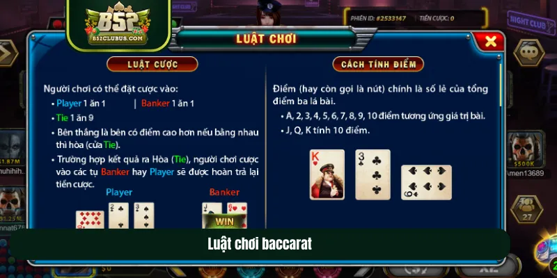 Luật chơi baccarat Luật chơi baccarat